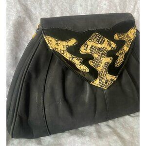 Vintage Black Snakeskin Leather Bag